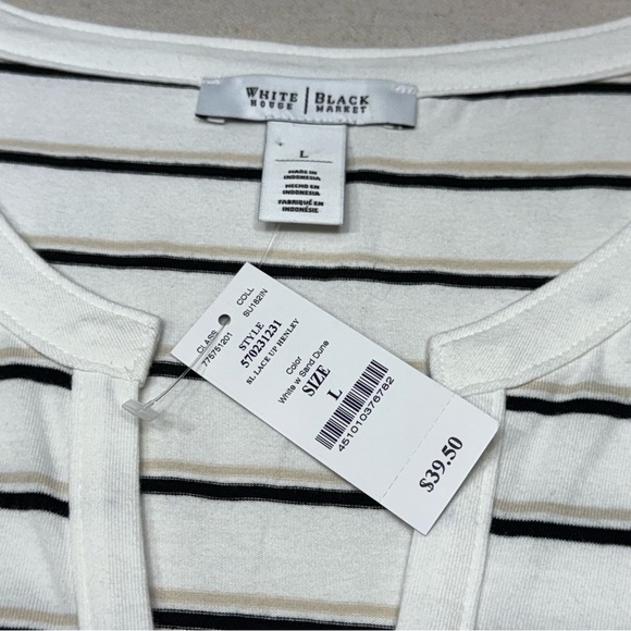 White House Black Market -  White, Black & Tan Striped Sleeveless Top - NWT - Lg - Picture 9 of 15